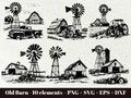 Old Barn and Tractor / Laser engraved rustic barn / Farm Barn SVG /  Farm Scene SVG / Rustic barn clipart /Digital Download / Commercial use product logo