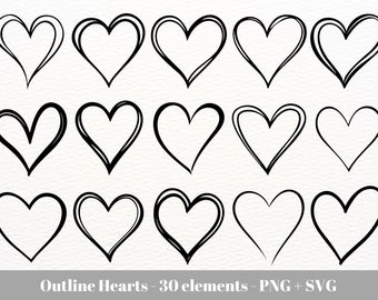 Doodle heart svg / Heart svg outline / Valentines day svg bundle / Hand Drawn Heart svg / Commercial use svg / SVG file for Cricut