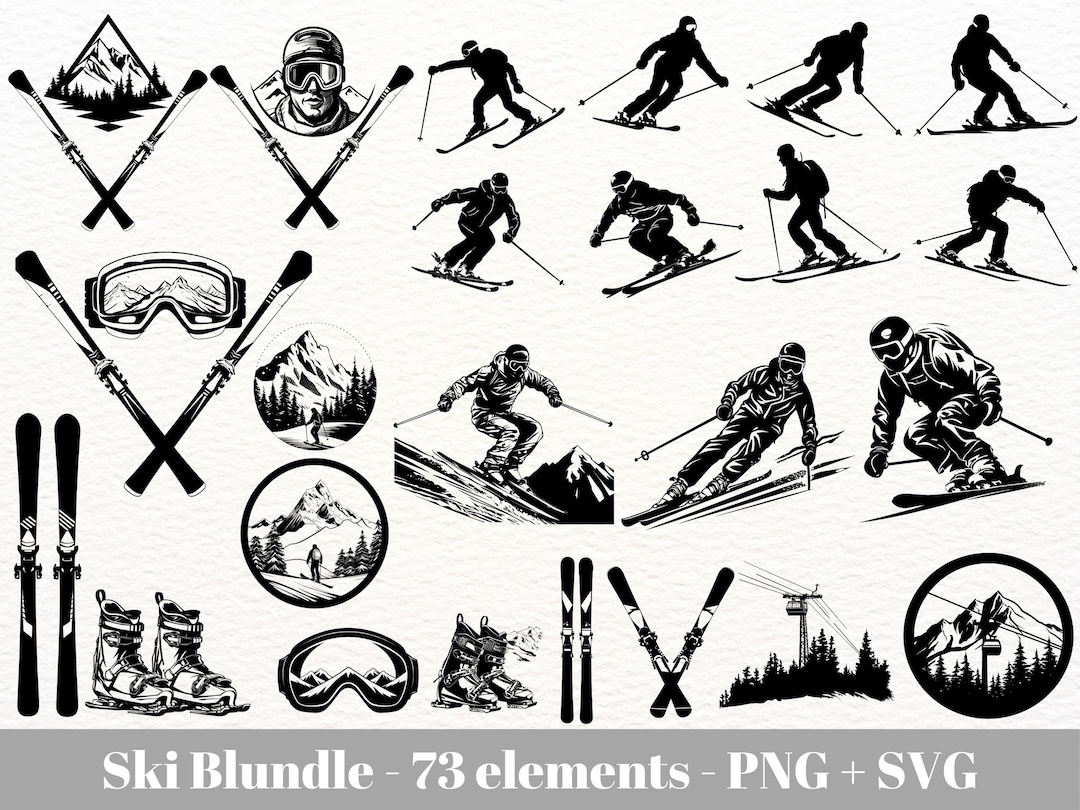 Ski Svg Bundle / Winter Sports Png / Skiing Clipart / Instant Download ...