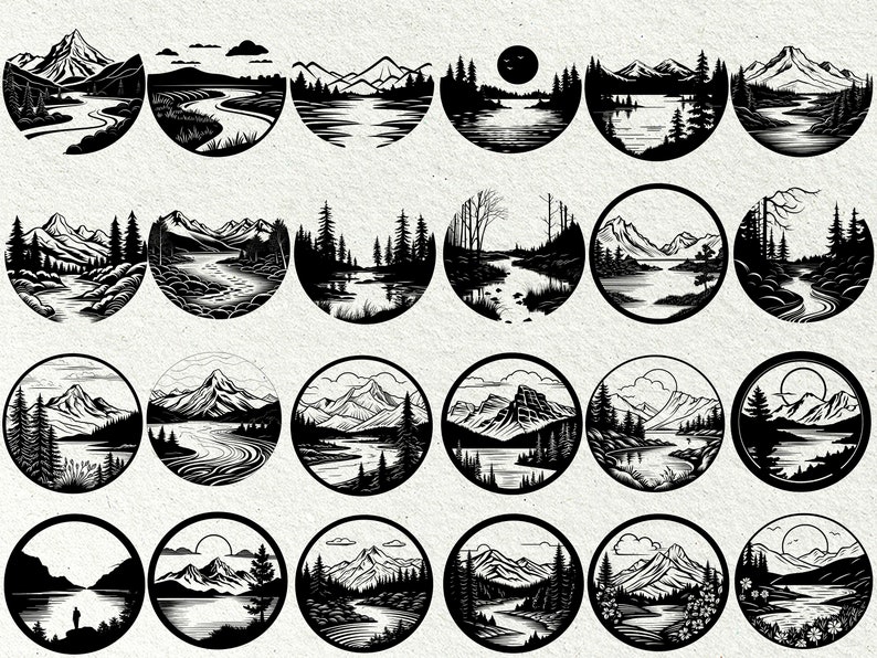 River Scene Svg / Landscape Svg Wood / River Svg File / Mountain and ...