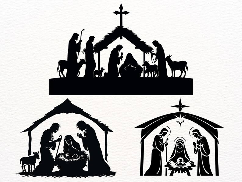 Krippe Silhouette SVG / Weihnachtskrippe svg für Laser / Krippe svg