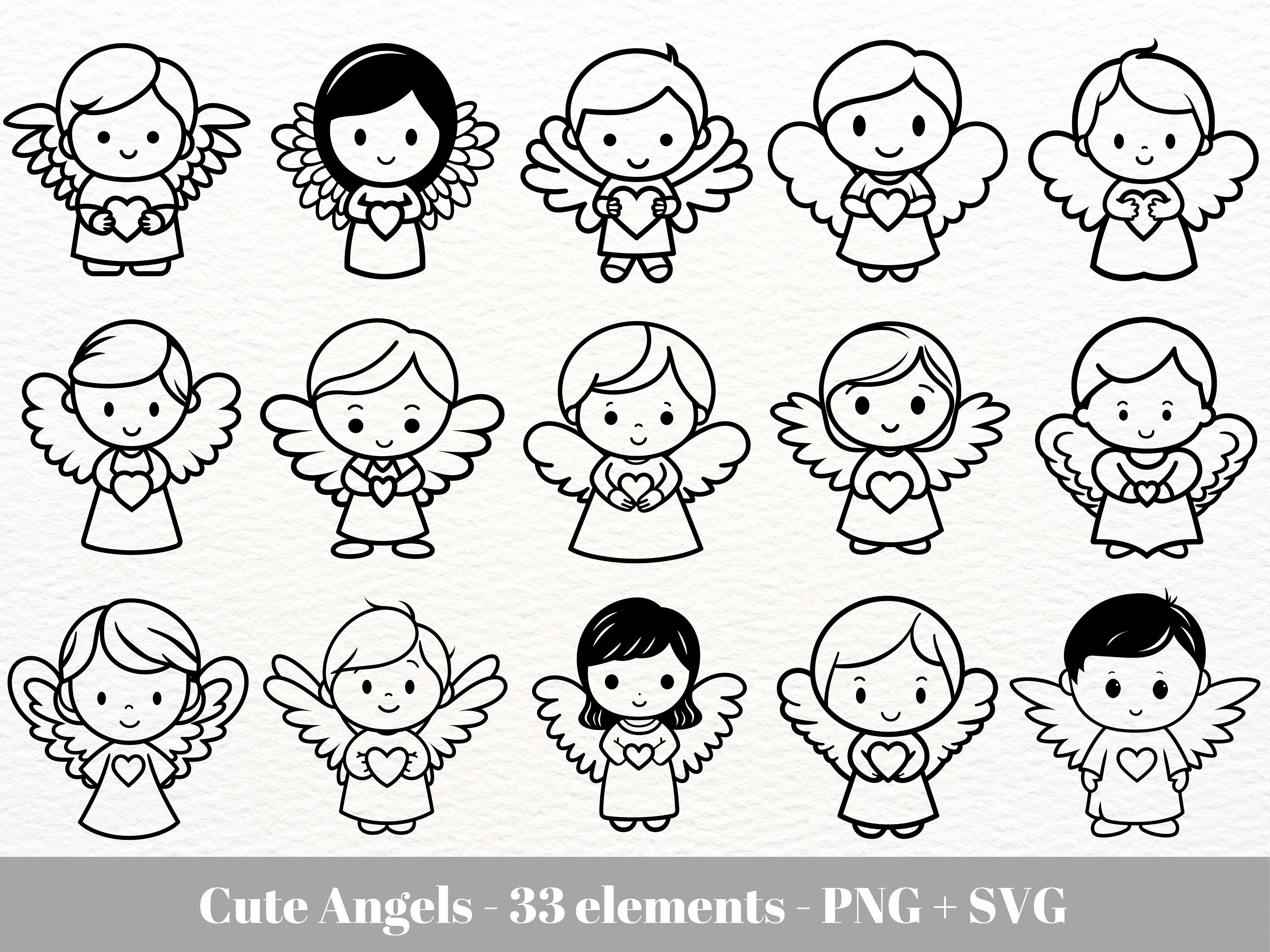 Dibujos angelitas - Etsy México, image size:3000x2250