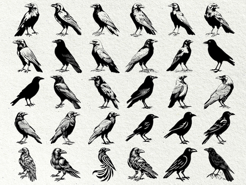 Raven on Tree Branch Svg / Crow Bird Svg Wood Cut / Crow Silhouette ...