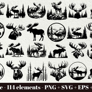 Moose SVG file / Moose head SVG / Moose Png & Svg / Forest animal clipart / Forest silhouette svg / Commercial use / Instant Download