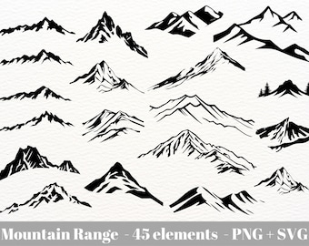 Pasmo górskie svg / pakiet svg gór / clipart sylwetki pasma górskiego / pliki do cięcia gór / scena natury / natychmiastowe pobieranie