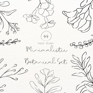 Minimalistic flower download / Botanical line art clipart | Botanical Leaves SVG | Botanical svg elements clipart | Greenery svg laser files