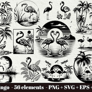 Flamingo svg bundle / Two flamingos kissing / Flamingo clip art / floral flamingo svg / Commercial use clipart / Laser engraving files
