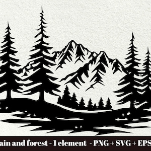 Forest and mountain Scene / Mountain Forest Scenery Svg / Outdoors Svg / Mountain Silhouette / Instant Download / Commercial use