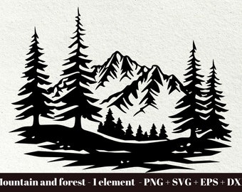 Forest and mountain Scene / Mountain Forest Scenery Svg / Outdoors Svg / Mountain Silhouette / Instant Download / Commercial use