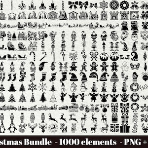 Archivos SVG navideños para Cricut / Clipart navideño PNG / Paquete SVG navideño para láser / Paquete de archivos SVG navideños / Descarga instantánea