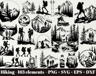 Hiking svg bundle / Forest scene svg / Hiking SVG file / mountain hiker svg / Instant Download / Mountain Svg Bundle / Forest Landscape