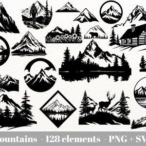 Mountains svg file / Mountain range svg / Mountain and river svg / Nature svg bundle / Mountain Silhouette svg / mountain scene svg