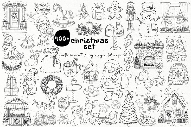 Christmas Doodle SVG Bundle Holiday Line Art SVG Santa Snowman christmas-doodle-svg-bundle-holiday-line-art-svg-santa-snowman