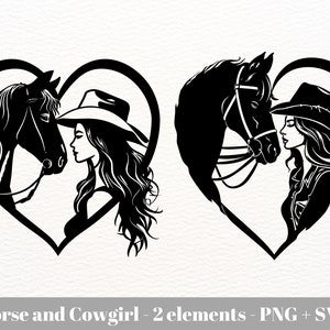 Meisje met paard SVG/paard hoofd hart SVG/paard SVG-bestanden voor cricut/meisje zoenen paard SVG/Instant Download/commercieel gebruik