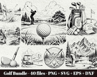 Golf SVG Bundle / Golf Laser Engraving File / Golf Course Sports PNG (40 files) (Digital Download - Commercial Use)