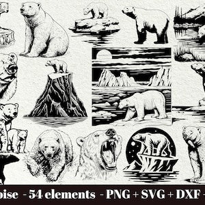 Polar Bear Svg Bundle / Wood Polar Bear Svg / Polar Bear Silhoutte / Polar Bear Face Png / Polar Bear on Iceberg / Commercial use clipart