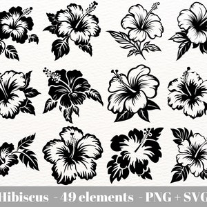 Hibiscus svg files / Hawaii flower svg  / Tropical flower clipart / Flower clipart svg / Botanical line art commercial use / laser file