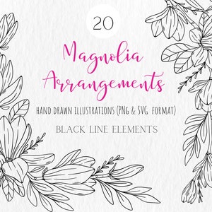 Floral Arrangement SVG / Flower Bouquet SVG /  Magnolia Svg / Magnolia Branch /  Magnolia Bouquet / Outline Flower SVG / Line Flowers