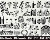 Wine and cheese svg / Wine svg files / Vineyard Svg / Winery Bundle Svg / Grape svg / Wine tasting svg / Grapevine svg / Commercial use