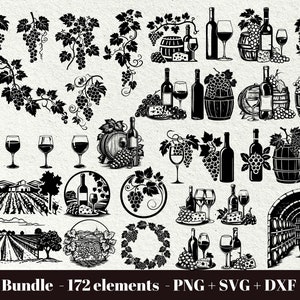 Wine and cheese svg / Wine svg files / Vineyard Svg / Winery Bundle Svg / Grape svg / Wine tasting svg / Grapevine svg / Commercial use