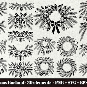 Christmas Botanical clip art / Christmas Wreath SVG / Winter greenery wreath svg / Winter Greenery Svg / svg files for laser
