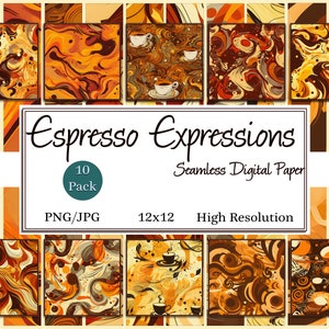 Coffee Digital Paper Coffee Pattern Seamless Digital Paper Seamless ...