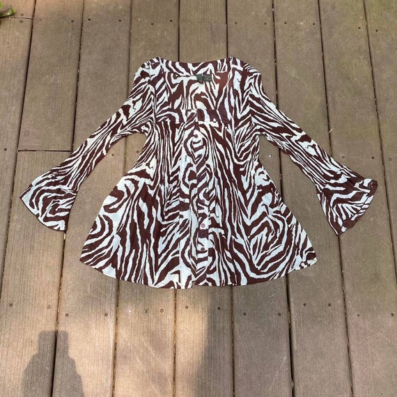 2000’s y2k Serenade NY brown zebra print pleated … - image 5