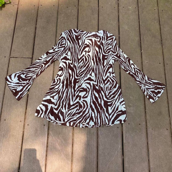 2000’s y2k Serenade NY brown zebra print pleated … - image 7