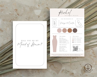 Bridesmaid Proposal Card Bridesmaid Info Card Template Editable Bridesmaid Information Card Bridal Party Info Card Bridesmaid Infographic