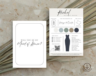 Bridesmaid Info Card Bridesmaid Proposal Card Template Bridesmaid Card Printable Bridal Proposal Card Bridesmaid Template Maid of Honor Card