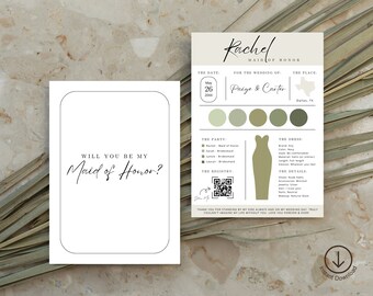Bridesmaid Info Card Bridesmaid Card Template Bridesmaid Information Card Bridal Party Information Card Template Bridal Party Info