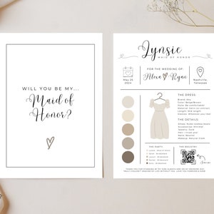 Bridesmaid Info Card Bridesmaid Card Template Bridesmaid Information Card Bridal Party Information Card Template Bridal Party Info