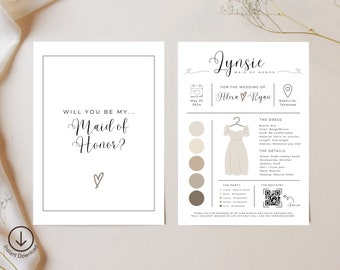Bridesmaid Info Card Bridesmaid Card Template Bridesmaid Information Card Bridal Party Information Card Template Bridal Party Info