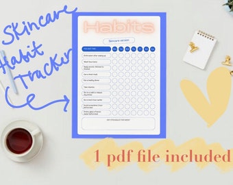 Habit Tracker Digital Life Planner Skincare template Self Care Planner Printable Planner