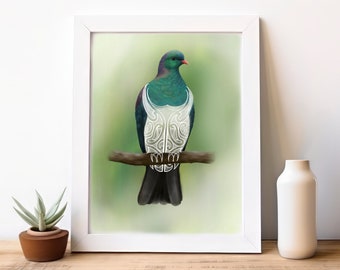 NZ Kereru Wood Pigeon maori inspired wall Art Printable