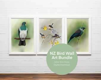 NZ maori inspired birds Bundle wall art printables digital download