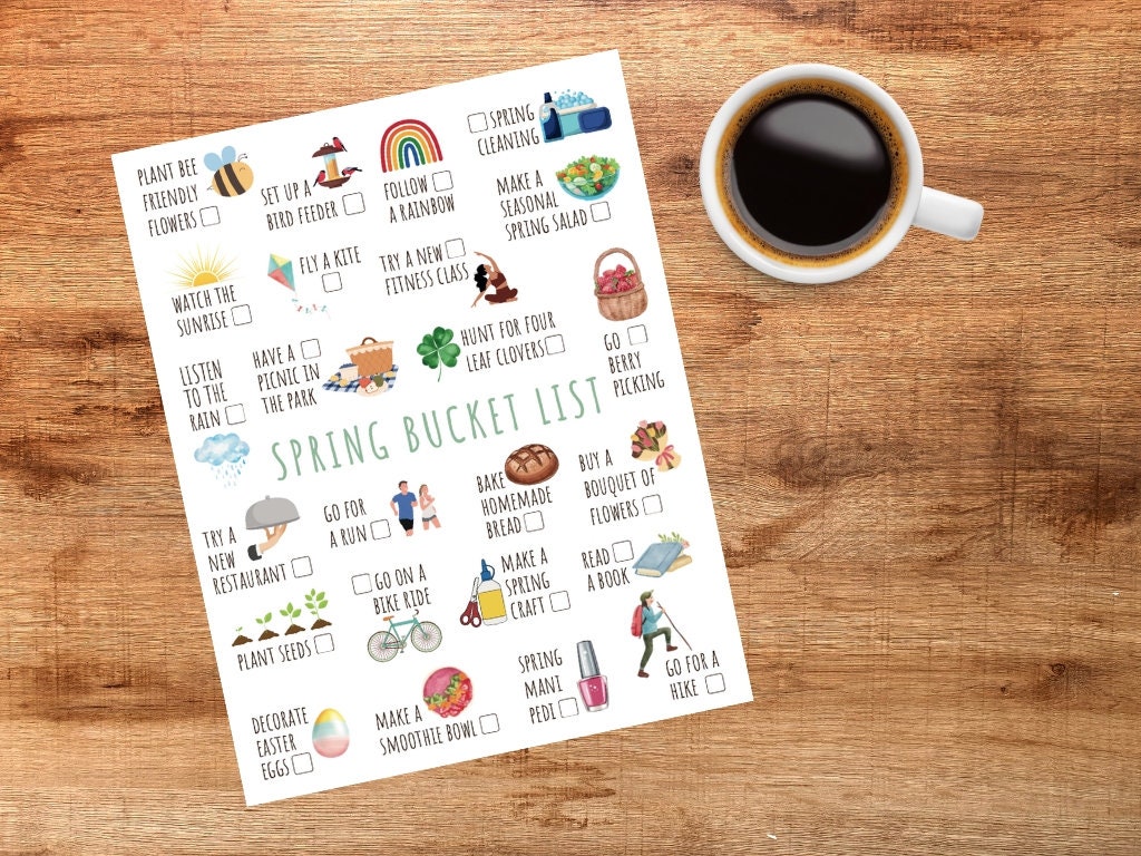 Spring Bucket List Visual Printable Spring Bucket List - Etsy