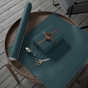 Deep Teal Luxury Stripe Wrapping Paper | Modern Stripe Gift Wrap | Corporate Executive Present Wrap