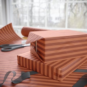 Terracotta Wrapping Paper | Rust Boho Stripe Gift Wrap | Earthy Fall Present Wrap