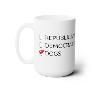 Political Preference Checklist Mug, Republicans, Democrats, Dog Gloss White 15oz Mug