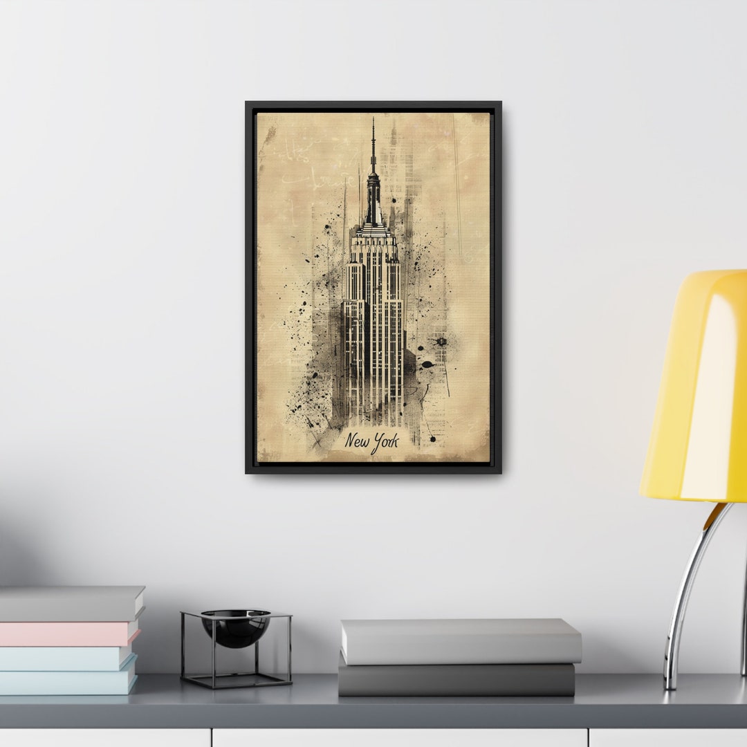 Vintage New York Skyline Art Print: Iconic Empire State Building, Urban ...