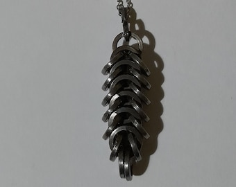 Handmade Spring Steel Necklace. Made in the UK. Chainmail, maille, athropod, bug, insect, beetle, unique design.