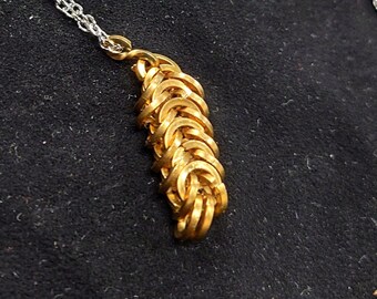 Handmade Brass Necklace. Made in the UK. Chainmail, maille, athropod, bug, insect, beetle, unique design.