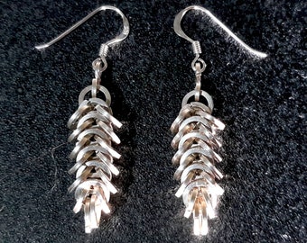 Handmade Sterling Silver chainmail earrings. Made in the UK.