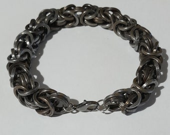 Handmade Spring Steel Bracelet. Made in the UK. Chainmail, maille, Byzantine