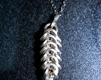 Handmade Sterling Silver Necklace. Made in the UK. Chainmail, maille, athropod, bug, insect, beetle, unique design.