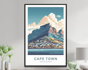 Cape Town Print |  South Africa Wall Art | Travel Poster | Cityscape | Cape Town | Table Mountain Poster