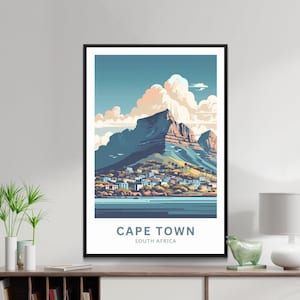 Cape Town Print |  South Africa Wall Art | Travel Poster | Cityscape | Cape Town | Table Mountain Poster