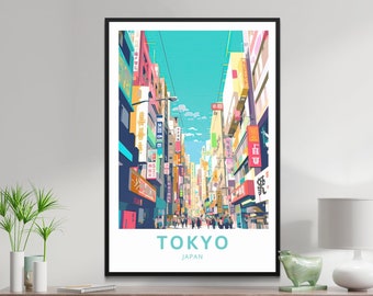 Tokyo travel print - Japan, Tokyo poster, Street, City, Japanese poster, Birthday present, Gift