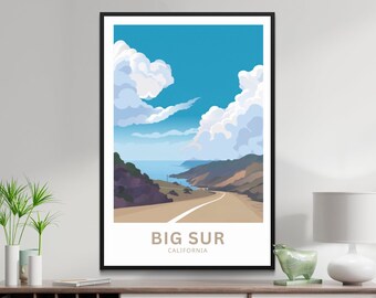 Big Sur California Travel Poster: Coastal Landscape Art